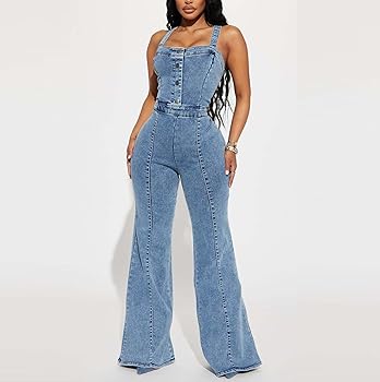 Amazon.com: FaroLy Casual Loose Denim Overalls With Button